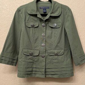Baccini Women's 3/4 Sleeve Army Green Jacket Casual Chic